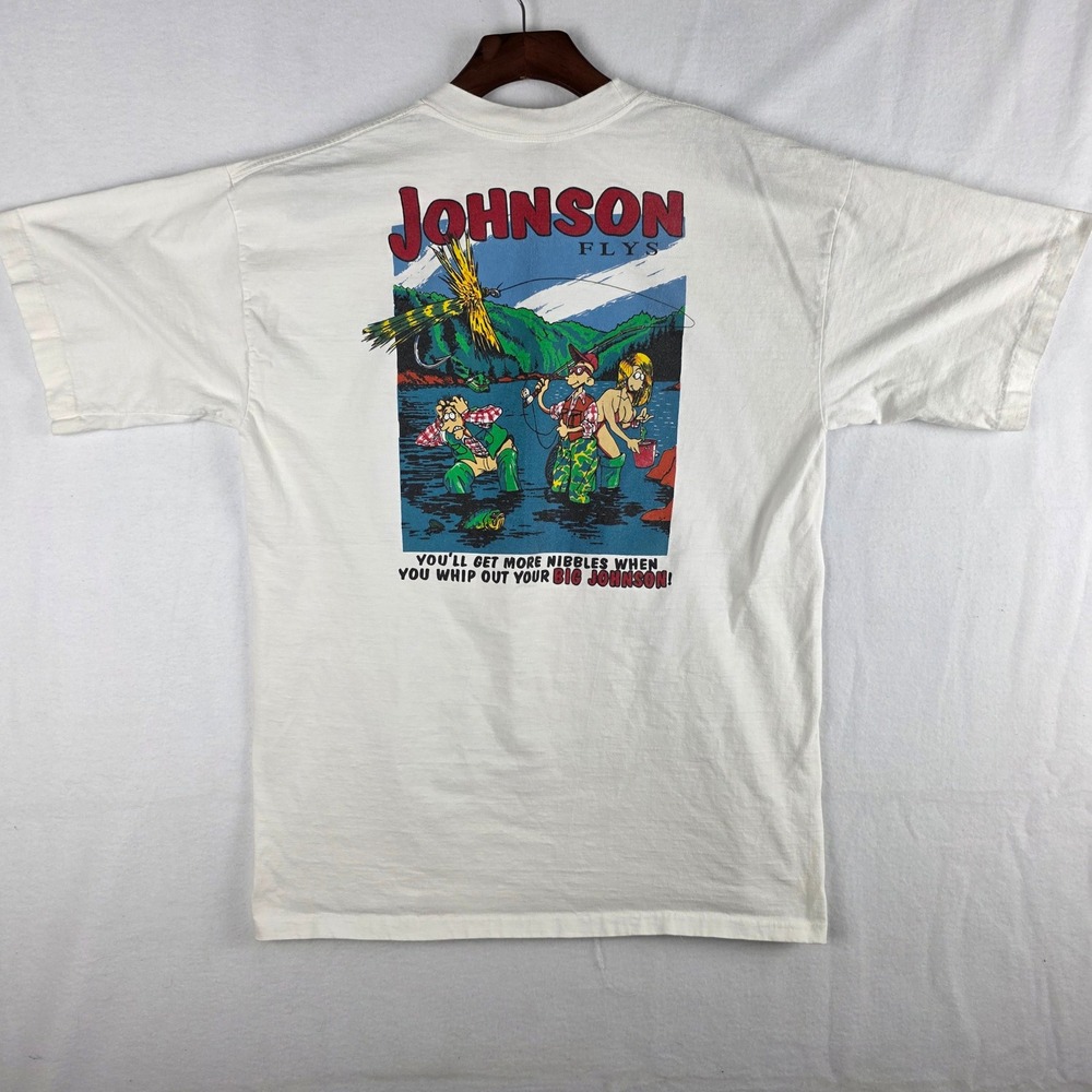 Big Johnson Flys Puerto Vallarta Fishing Graphic T-Shirt White Large Mens VTG